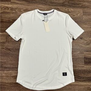 JMIERR White Ribbed Curved Hem Short Sleeve T-Shirt Size L NWT